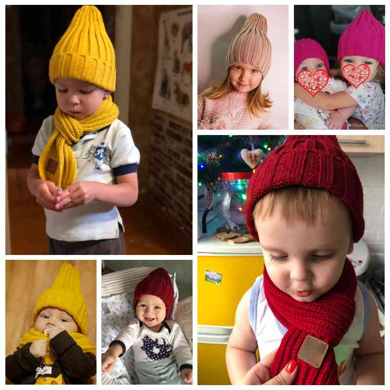 Modern Elegant Candy Color Baby Hat Cute Autumn Winter Pointy Hats For Kids Boys & Girls Warm Beanie Cap For Women