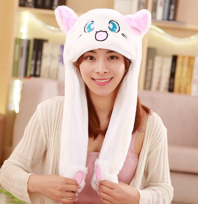 Modern Elegant Winter Interesting Girls Animals Ear Moving Jumping Hats Children and Adults Women Warm Rabbit Winter Caps In Modern Design