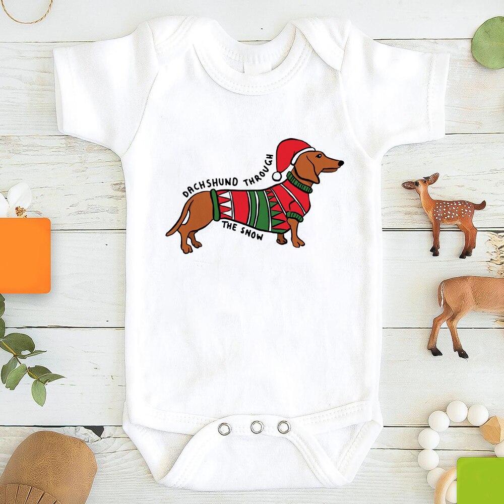 Baby Girl / boy Clothes Cute Dog Christmas Print  One-Pieces Bodysuit for Newborns Design