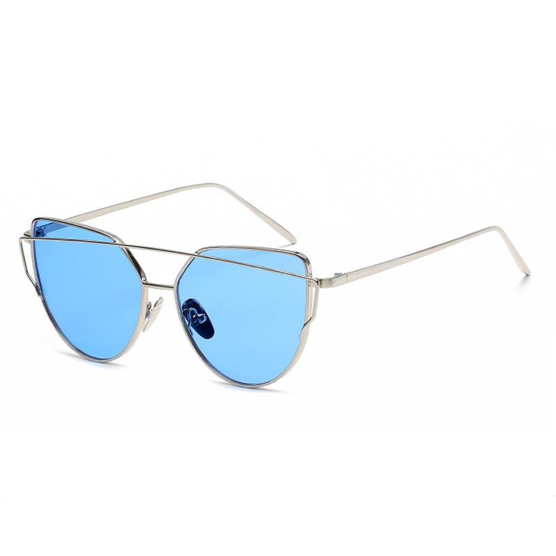 Luxury Vintage Modern Cat Eye Metal High Quality Frame  With Miror Sunglasses For  Women and Lady sunglasses With UV400 Protection