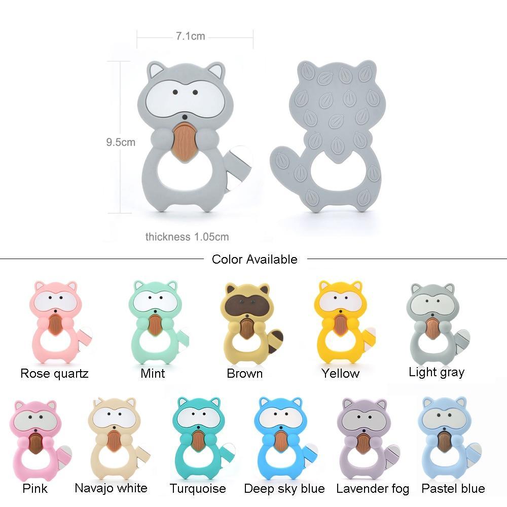 Baby Teethers Cartoon Animal Baby Teething Toy Penguin Silicone Teether Unicorn Pendant Raccoon Accessories