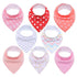 8PCS/SET Comfortable Colorful 100% Organic Cotton Adjustable Snaps Bandana Saliva Bibs For Baby Boys & Girls Kids