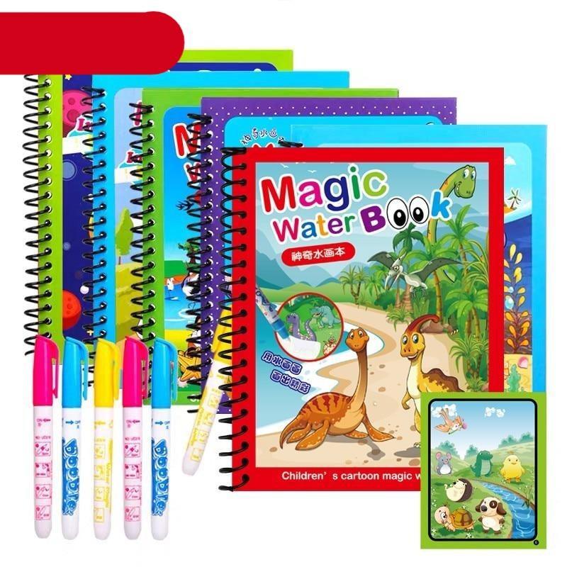 1pcs Magical Book Water Drawing Coloring Cartoons Books Doodle Pen Painting Drawing Board For Kids Toys Birthday Gift