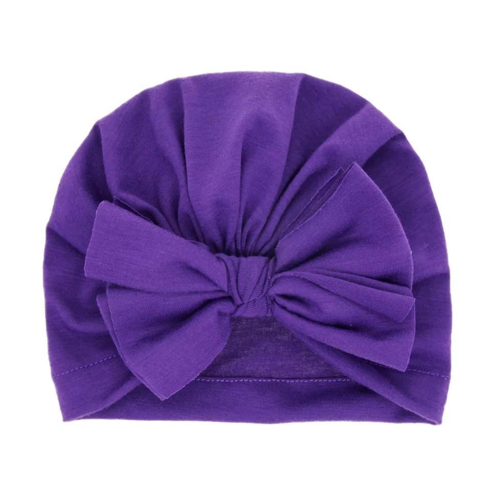 Modern Luxury Baby Girl Lovely Soft Winter Big Bow Turban Bonnet Cotton Caps For Girls Baby