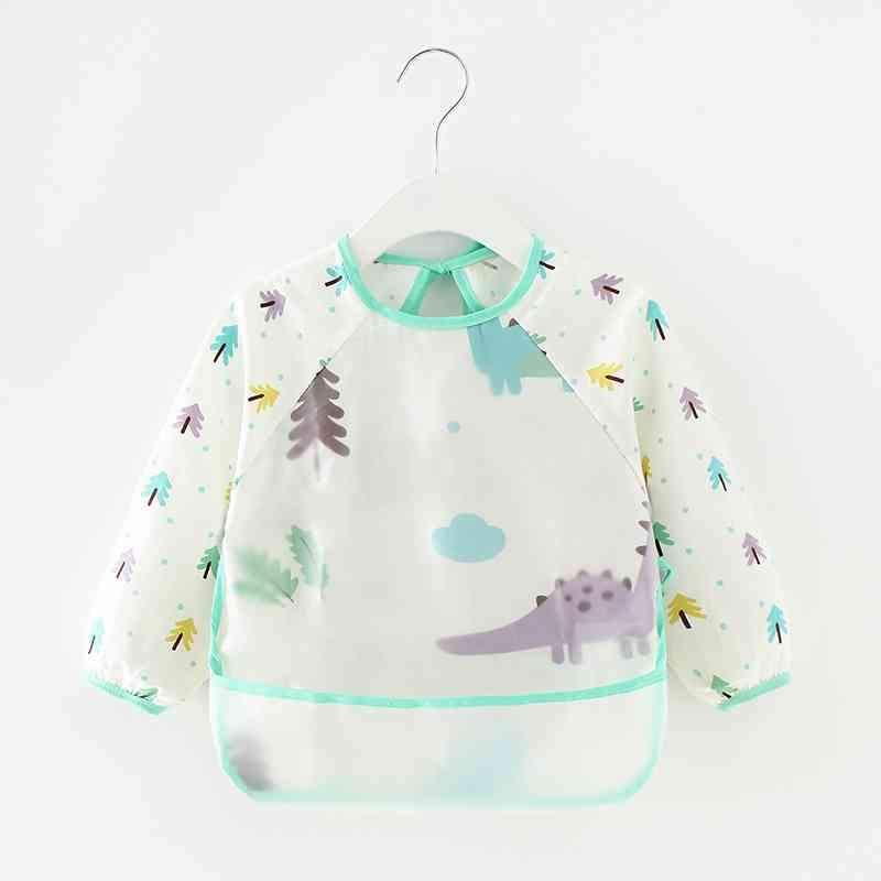 Cute Cartoon Print Baby Waterproof Long Sleeve Apron Children Feeding Smock Bib Baby Accessories