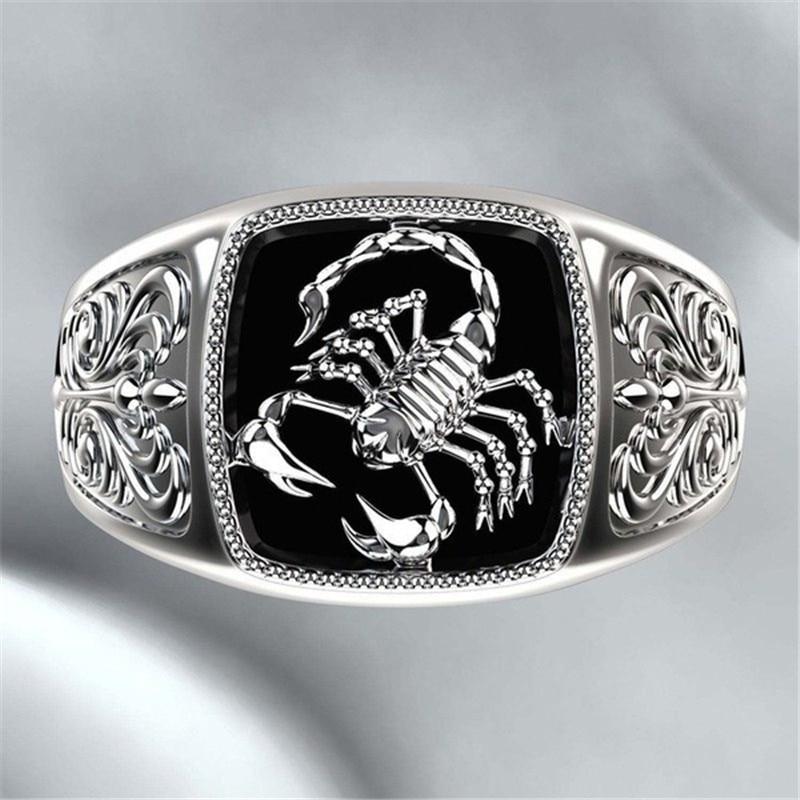 Top-quality Gothic Style Punk Scorpion Male Retro Ring Scorpion Pattern Rings For Men In Modern Luxury Jewelry Style