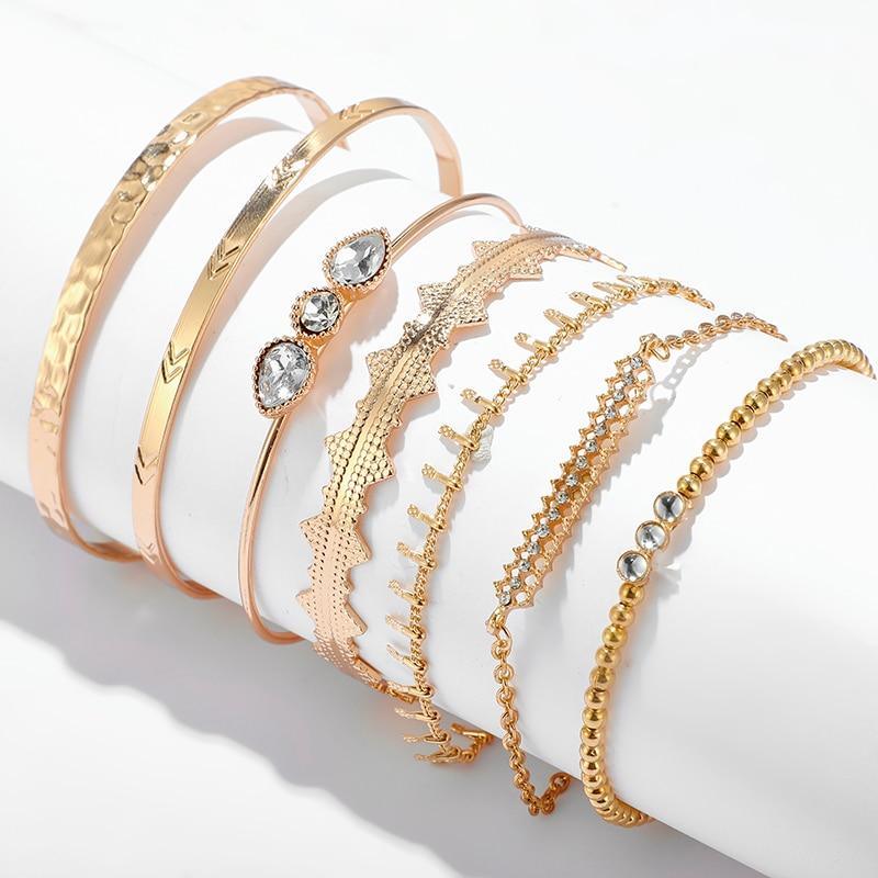 Bohemian Gold Tassel Bracelets For Women Summer Shell Clear Crystal Stone Luxury Jewelry