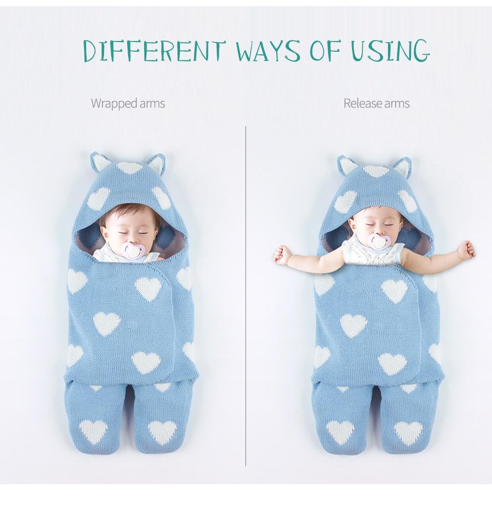 Baby Sleeping Bags Envelope Winter Warm Knitted Sleep sacks for Newborn Infant Stroller Bed Swaddle.