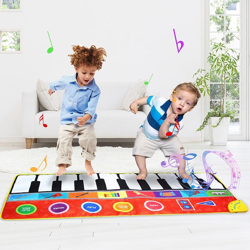 Big Size Music Piano Carpets & 8 Instruments Guitar Accordion Violin Sounds  Musical Play Mat Educational Toy For Kids