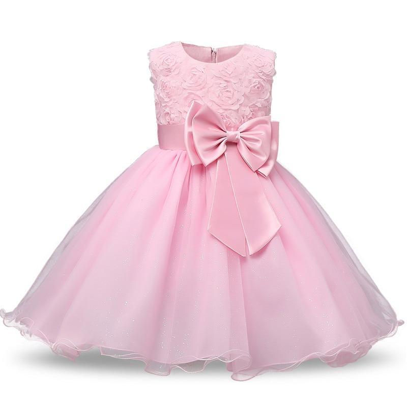 Luxury Designer Handmade Pink Dress for First Birthday Party Girl Baby Clothing Ball Toddler Girls Dress