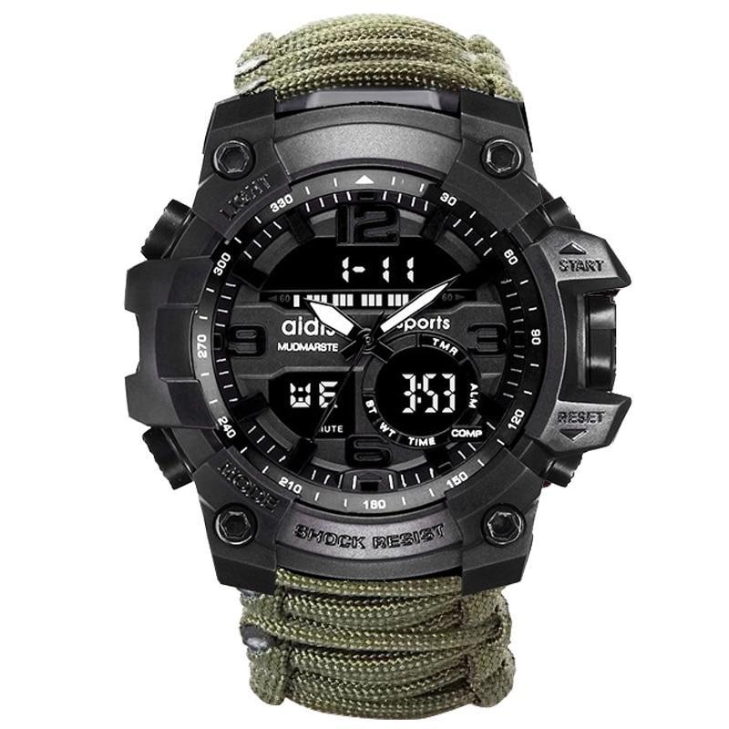 Military Survival  Men Watch With Compass/whistle /scraper/Waterproof 30M Outdoor Men Sports G Style -Shock Watch Relogio Masculino