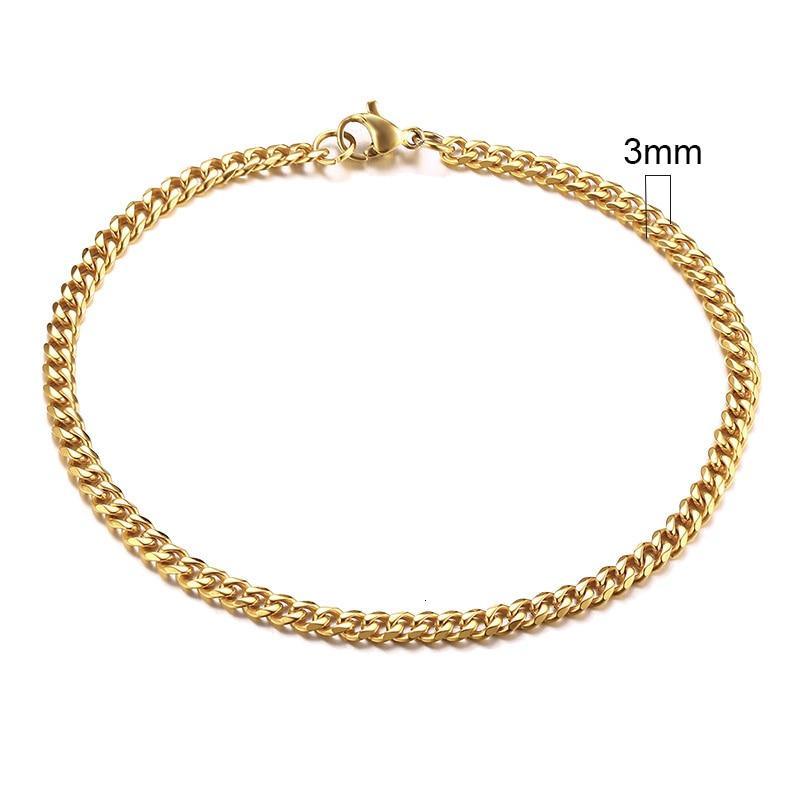 Luxury Popular Mens Simple 3-11mm Stainless Steel Curb Cuban Link Chain Bracelets for Women and Men Unisex Wrist Jewelry Brecelet