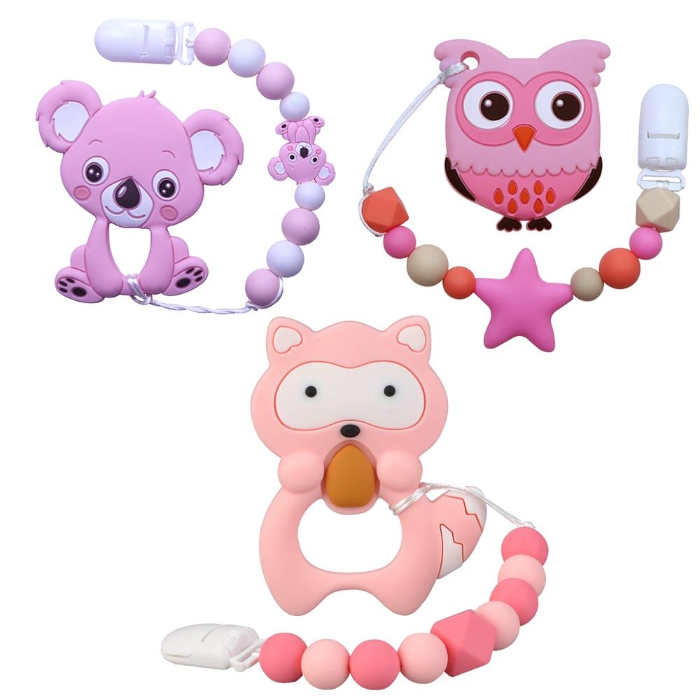 Baby Teething Lovely Koala Owl Horse Cookies Baby Teether Molar Toy Gift Raccoon Food Grade Silicone Beads For Kids and Baby