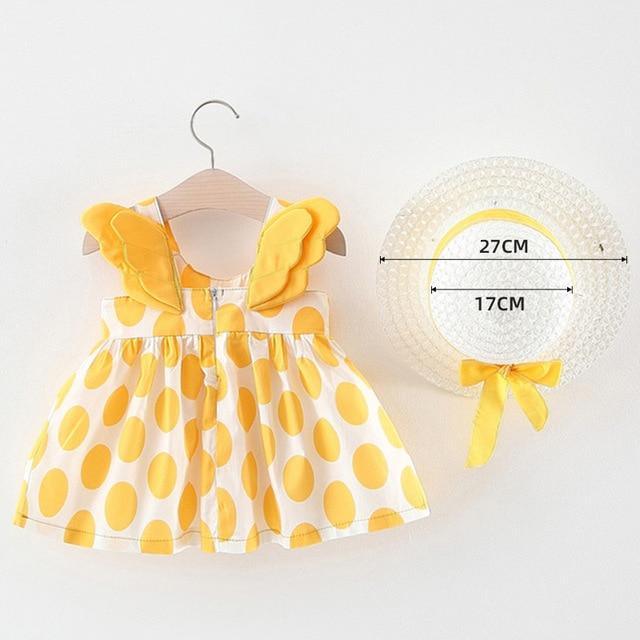 Luxury Modern Baby Girls Dresses With Hat 2pcs Clothes Sets Kids Clothes Baby Sleeveless Dress Print Floral Fruit Design Style