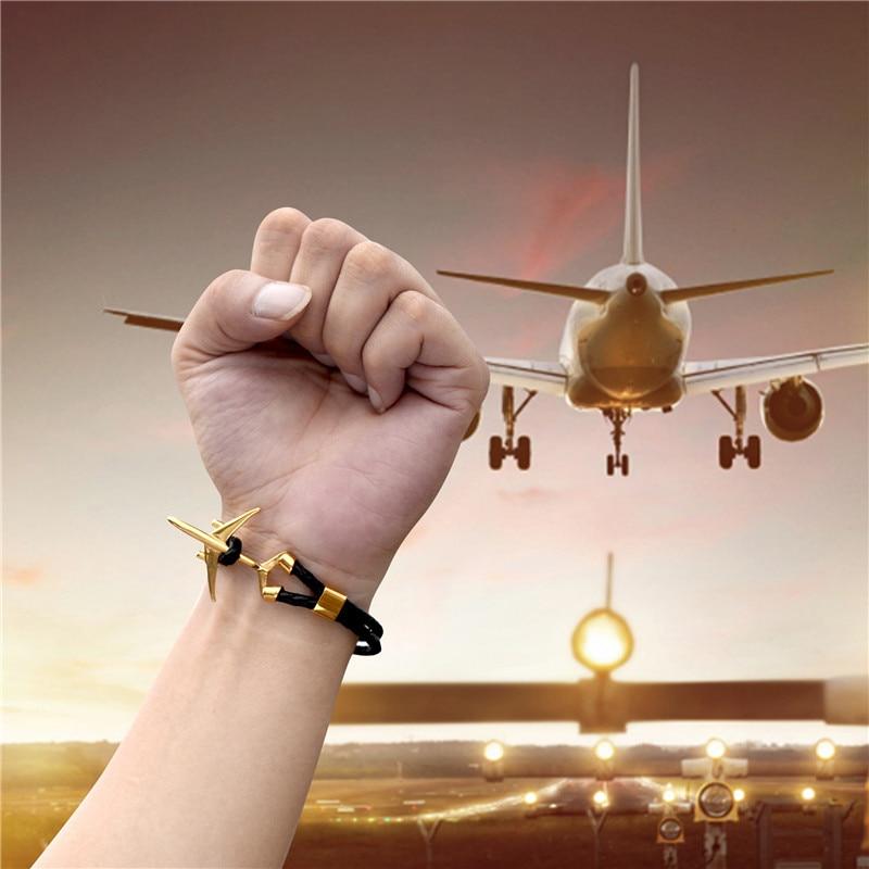 Modern Stainless Steel Airplane Anchor Luxury Bracelets For Men And Women Genuine Multi-Layer Leather Elegant Bracelet Freestyle Home Jewelry