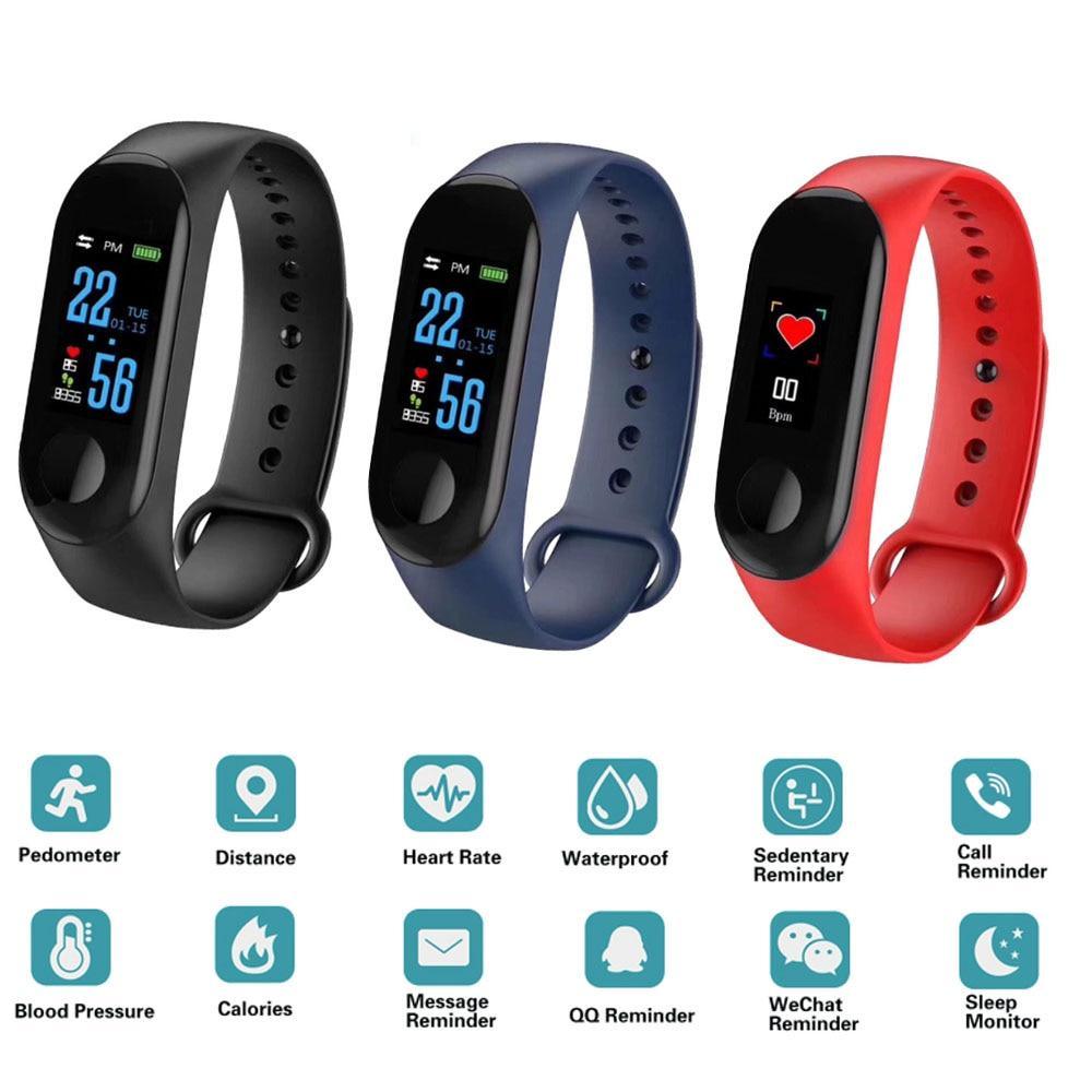 Proffesional Smart Sport Watch With  Band Blood Pressure Monitor and Bracelet M3Plus Wristband for Men and Women In Modern Design