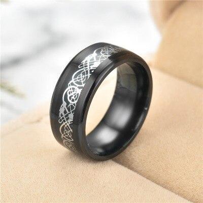 2020 New Men Fashion 316L Stainless Steel Golden Dragon Man's Ring Blu-ray Fluroscent  Celtic Tungsten Rings Simple Fashion High Quality Jewelry Design