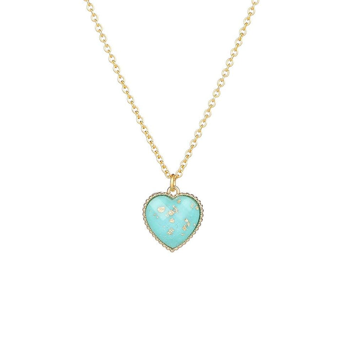 New Romantic Amazing Sweet Cute Colorful Heart Shape Pendant Elegant Link Chain Necklaces Luxury For Women And Girls Wedding Engagement Accessories Jewelry