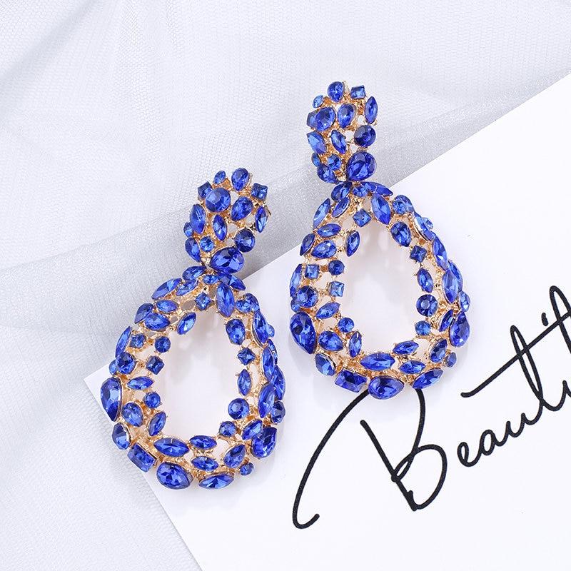 Luxury Handmade Blue Geometric Pendant Earrings In Multiple Earrings Trendy Beaded Dangle Earrings In Korean Style