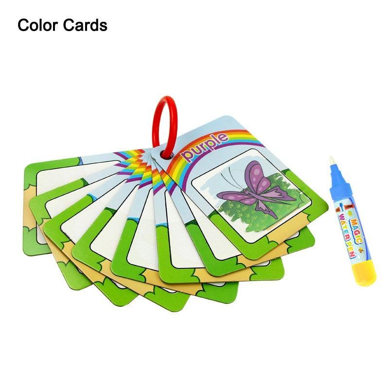 New Magic Doodle Card Water Drawing Card Kids Learn Number/Color/Shape in English 8/10 Pcs with 1 Pcs Water Pen Coloring Toy