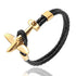 Stainless Steel Gold Aviation Airplane Anchor Bracelets For Men and Women In Retro Leather Bracelet Air Force Style Homme Jewelry Style