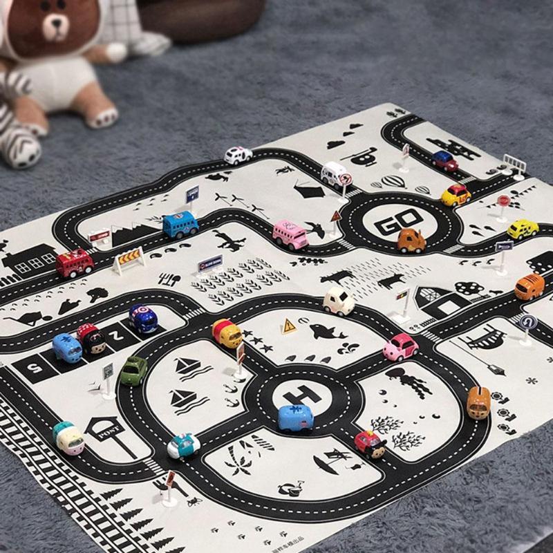 Baby Playing Mat Kids Boys  Crawling Carpet Cute Cartoon Traffic Park Map Mat Toys for Children In Modern New City Design