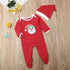 Newborn Girl Boy Autumn Santa Claus Long Sleeve Dot Bandage  Romper Jumpsuit Hat For Christmas Made For Girls and Boys