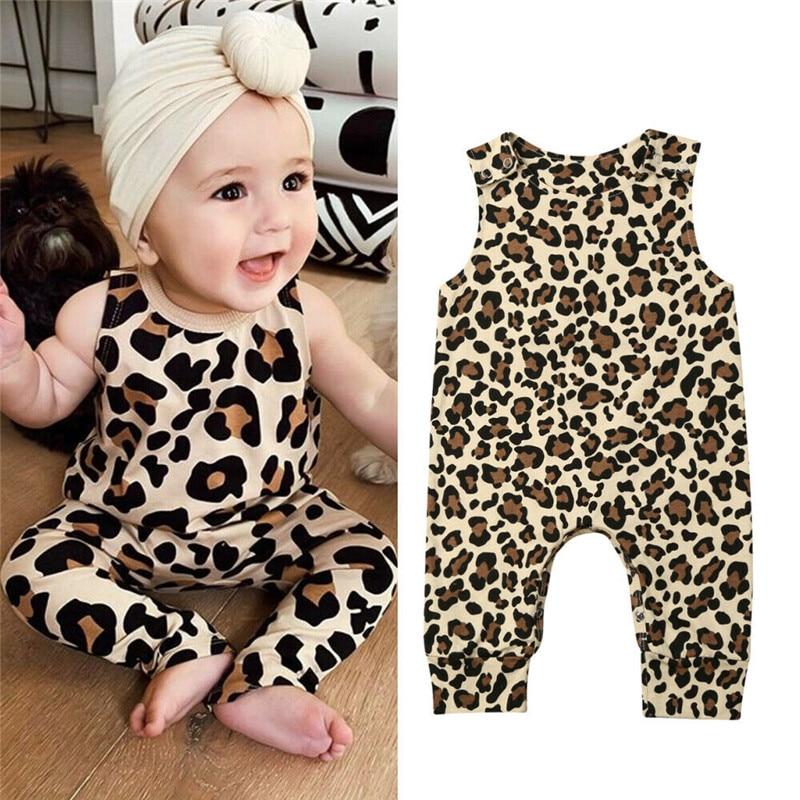 Newborn Baby Girl/ Sleeveless/ Long Sleeve Leopard Romper Jumpsuit Outfit For Babies In elegant Modern Deisgn