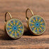 Handmade Boho Flower Drop Earrings For Women Vintage Jewelry Geometric Pattern Round Earrnings