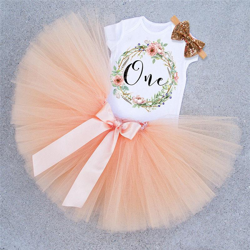 Luxury Modern Baby Girl First 1st Birthday Party Dress Cute Pink Tutu Cake Outfits For Birthday Party with Big Bow And Unicorn Design