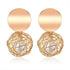 New Modern Korean Statement Round Luxury Earrings For Women Perfect Geometric Elegant Gold Shell Fluff Dangle Drop Earrings