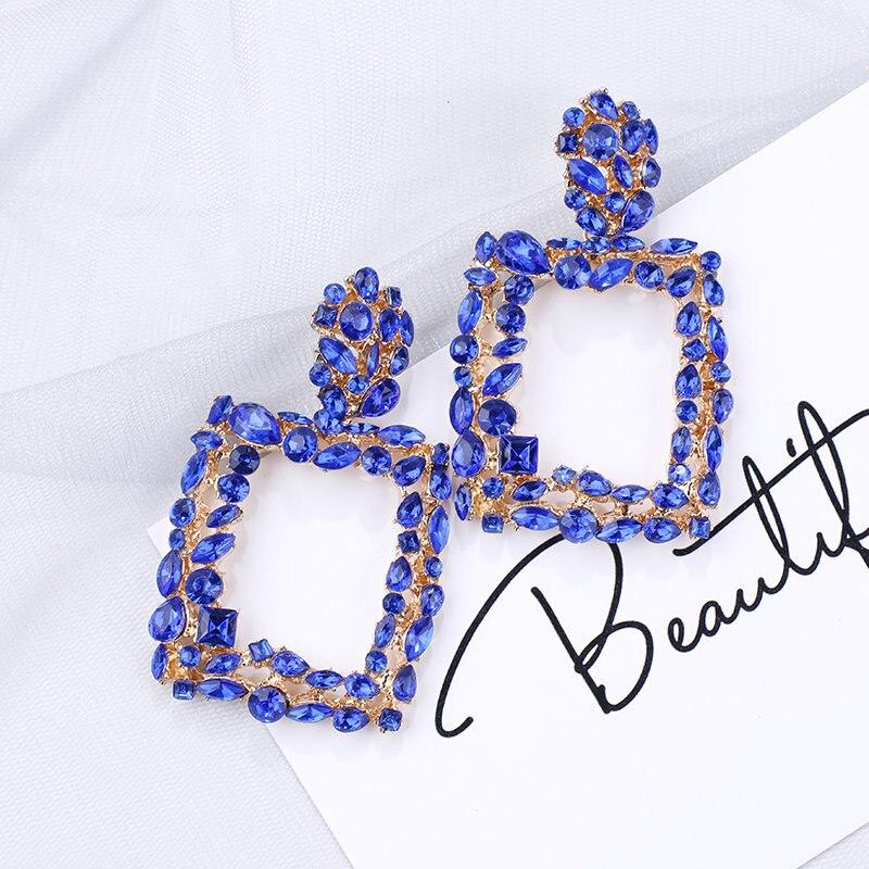 Luxury Handmade Blue Geometric Pendant Earrings In Multiple Earrings Trendy Beaded Dangle Earrings In Korean Style