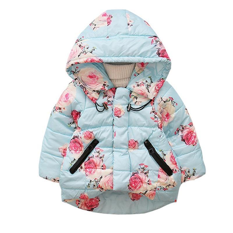 Designer Luxury Elegant New Winter Baby Outerwear Hooded Printed Cotton Padded Jacket and Coats For Babies and Girls Kids