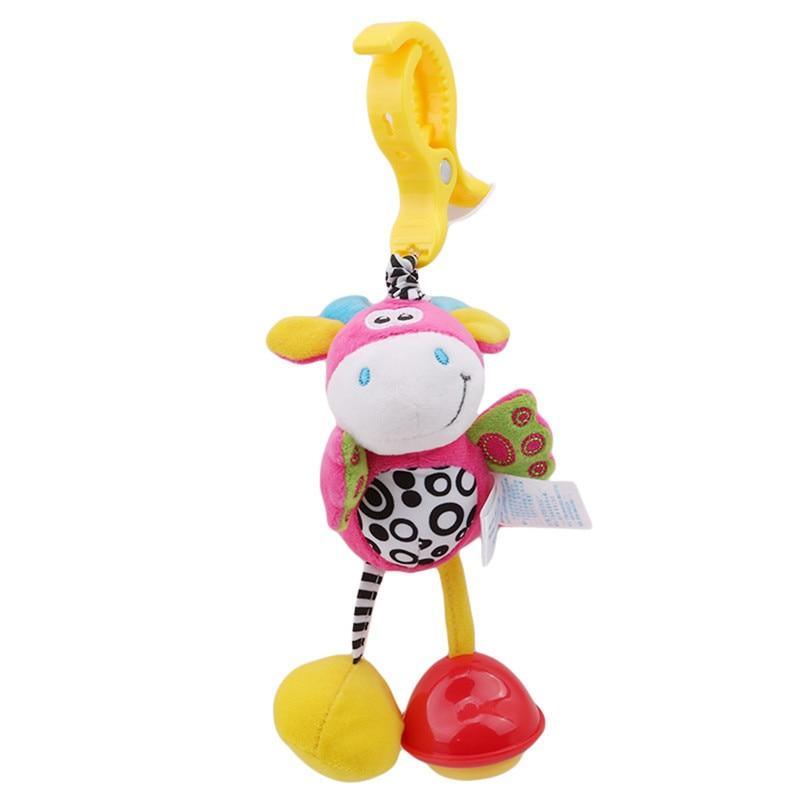 Modern Baby Development Giraffe Animal Hand Bells Rattles Handle Toys Stroller Hanging Teether Baby Toys For Kids