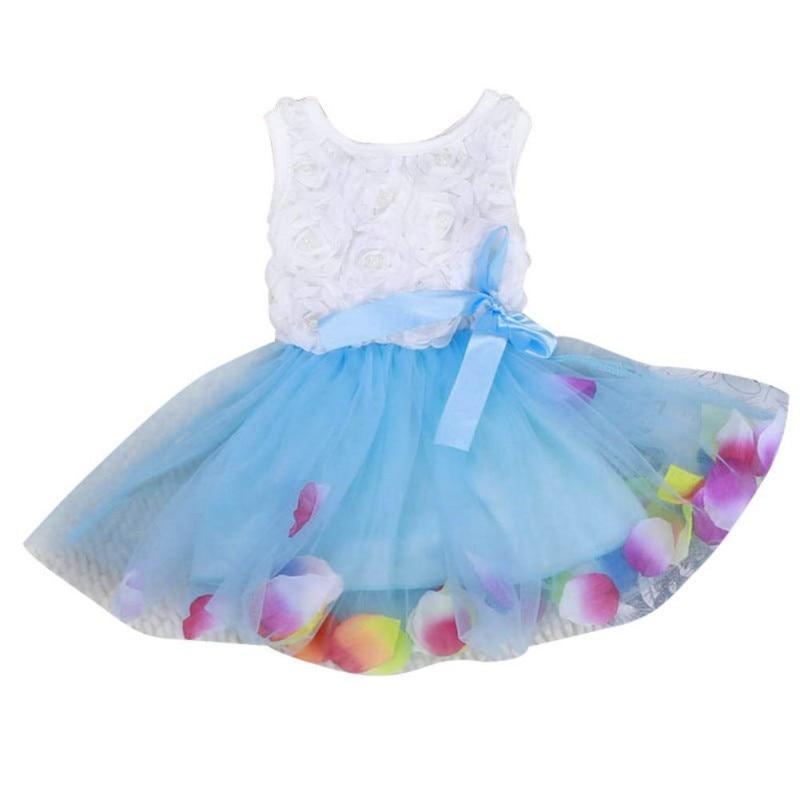 Luxury Modern Handmade Girls Sweetness Flower Kids Dress Princess Summer Sleeveless Mini Tutu Dress Childs Bow Pink Yellow Red Girls Clothing Dress