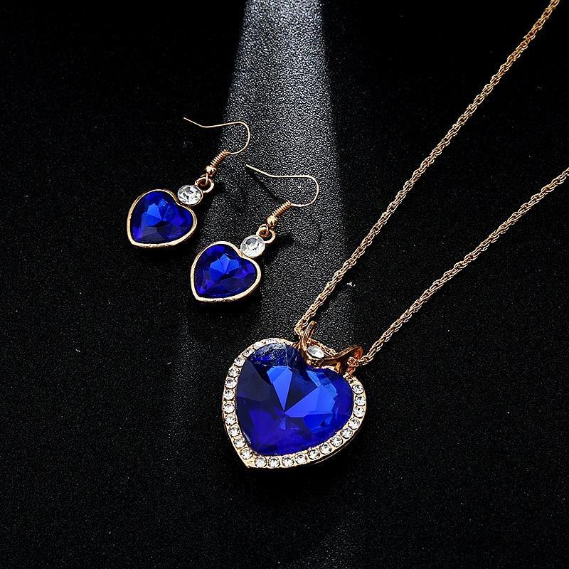 Unique Design Double Layer Water Drop Jewelry Sets for Women Fashion Crystal Necklace Earrings Bridal Wedding Jewelry Sets Gift