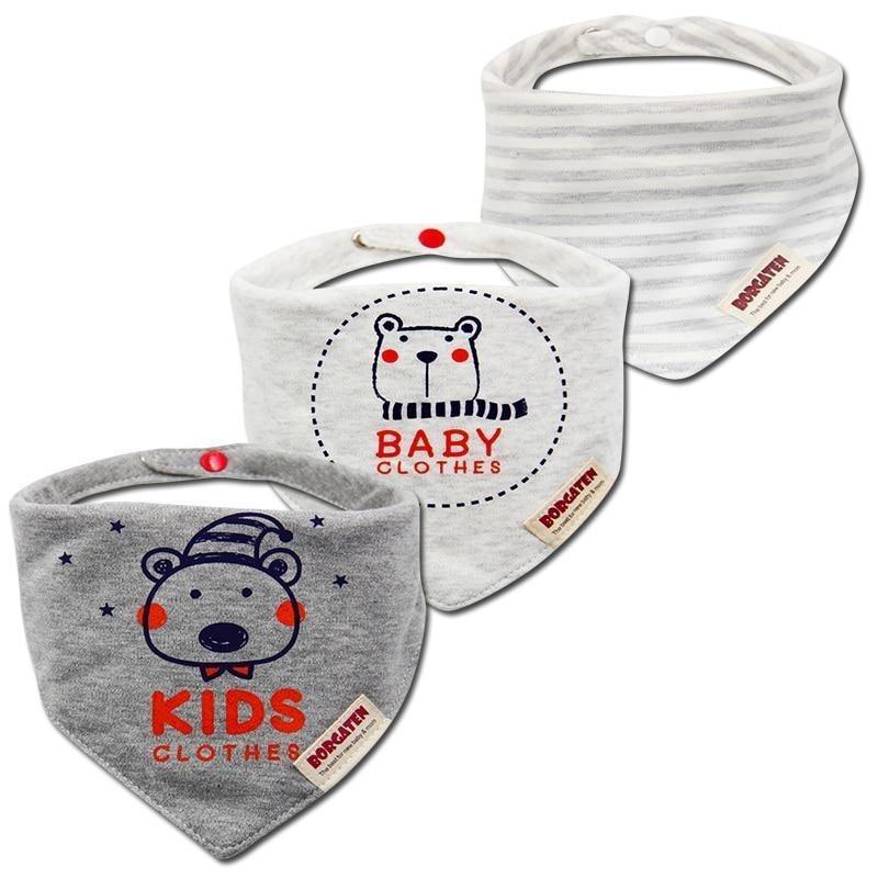 3PCS Comfortable Waterproof Organic Cotton Baby Burp Cloth Bandanna Scarf Bibs For Newborn Baby Boy And Girl