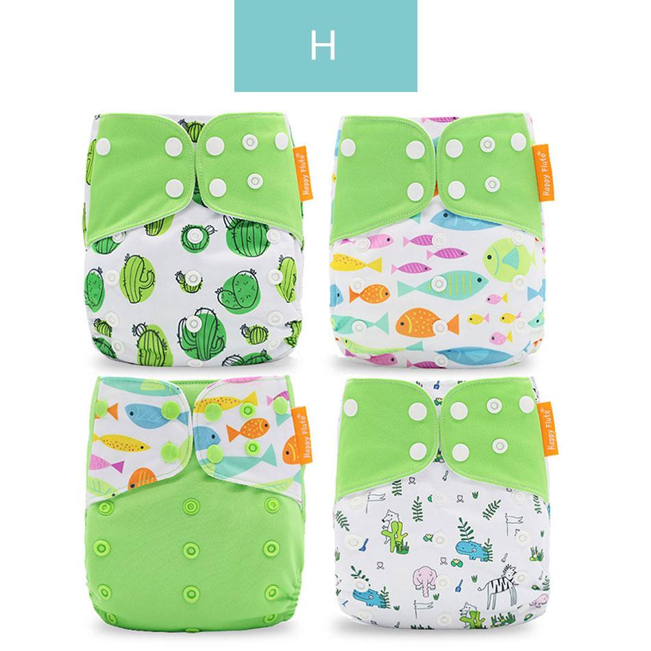 4PCS/SET Washable Eco-friendly Diaper Ecological Adjustable Nappy Reusable Cloth Diapers Set For Baby and Kids