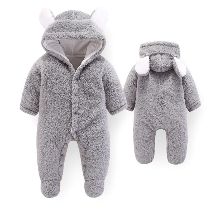 Newborn Winter Hoodie Baby Rompers Outwear Infant Baby Jumpsuit 3M -12M For Girls and Boys Winter Romper