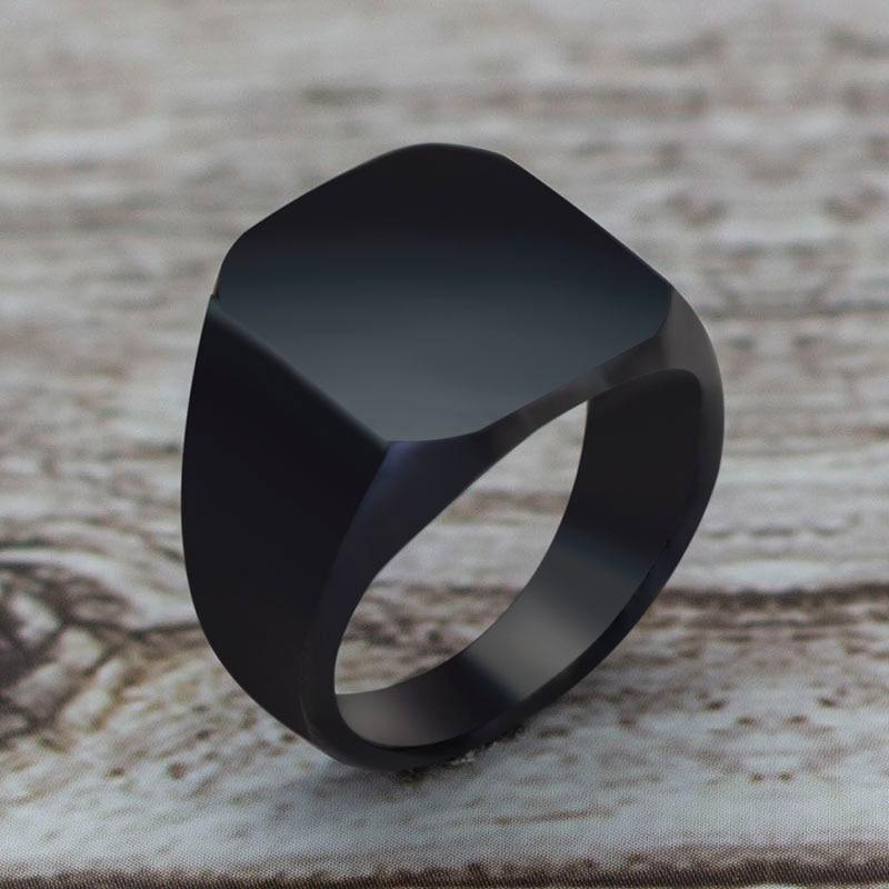 Fashion Simple Style Black Biker Luxury Stainless Steal Square Ring Classic Ring Wedding Engagement Jewelry Style