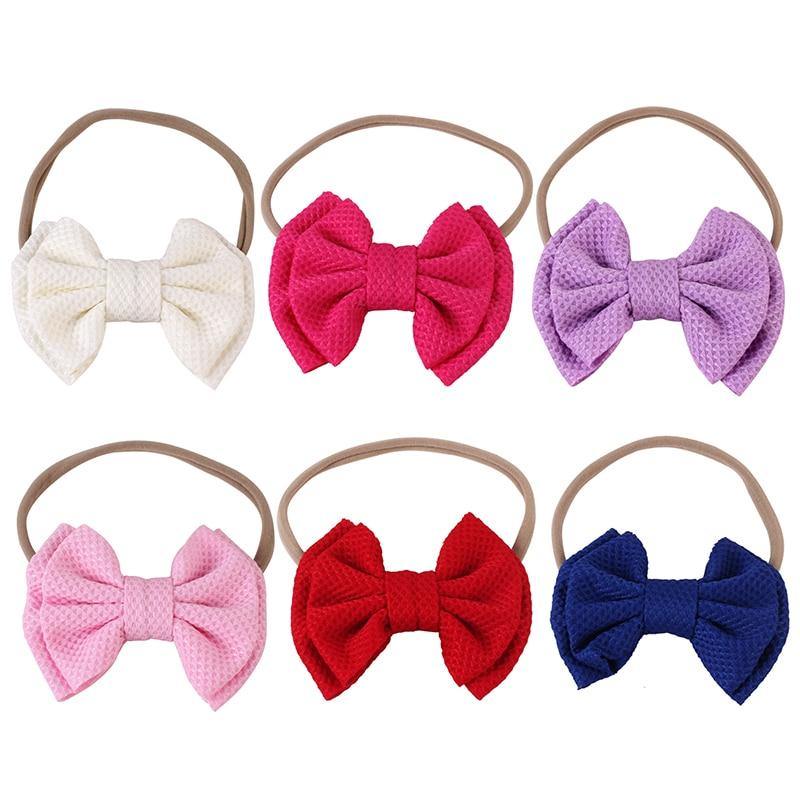 Luxury Cute Baby Girl Headband Ribbon Elastic Rope Big Bow Hair Band Candy Color Pony Tail Ties Ropes For Girls