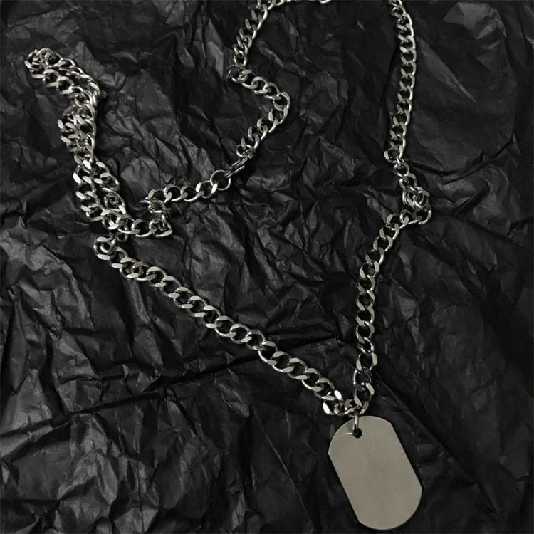 Military Men Necklace Set With Square necklace Cross Necklace And Chain Necklace Made In Fashion Silver Color Metal Chain Necklace Style