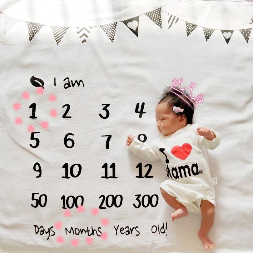 Baby Monthly Growth Milestone Blanket Photography Requirements Background Towel Cute Memory Carpet