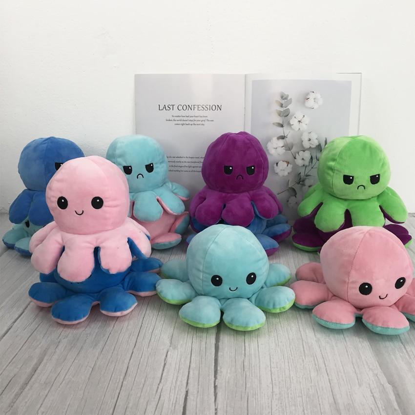 Reversible Flip Octopus Plush Stuffed Toy Soft Animal Home Accessories Cute Animal Doll Children Gifts Baby Plush Toy For Kids