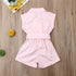 Baby Girls Clothes Sleeveless Turn-down Collar One-Pieces Romper Solid Color Girls Jumpsuit Dress for Girls