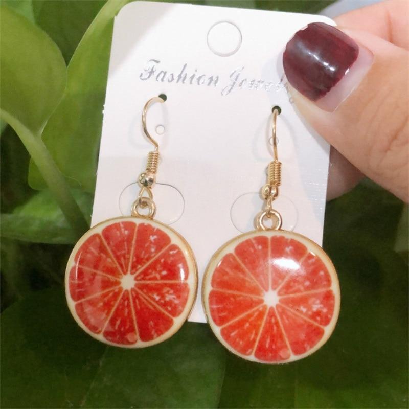 Unique Resin Stereo Lemon Orange Earrings With Long Pendant Fashion Summer Fruit Jewelry Designs For Girls And Teenagers