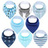 8PCS/SET Comfortable Colorful 100% Organic Cotton Adjustable Snaps Bandana Saliva Bibs For Baby Boys & Girls Kids