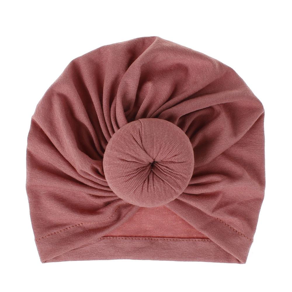 Handmade Pleated Flower Babies' Knitted Cotton Cloth Turban For Baby Girls In Elegant Style