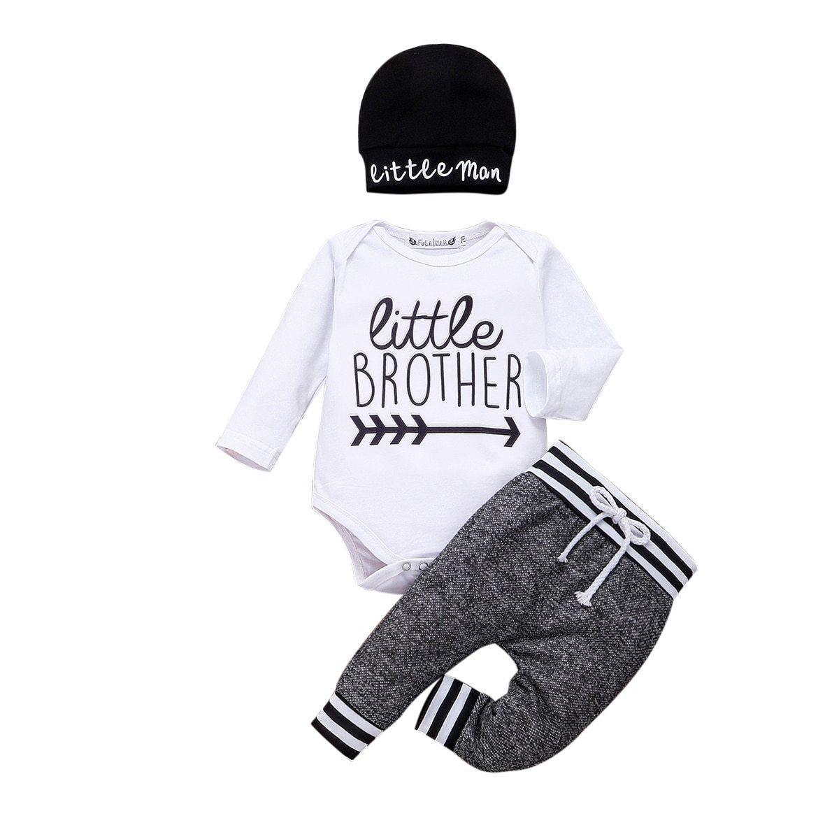 Infant Baby Boy Clothes Sets Long Sleeve Romper Pant Hats Outfit Clothes Set for Baby Kids