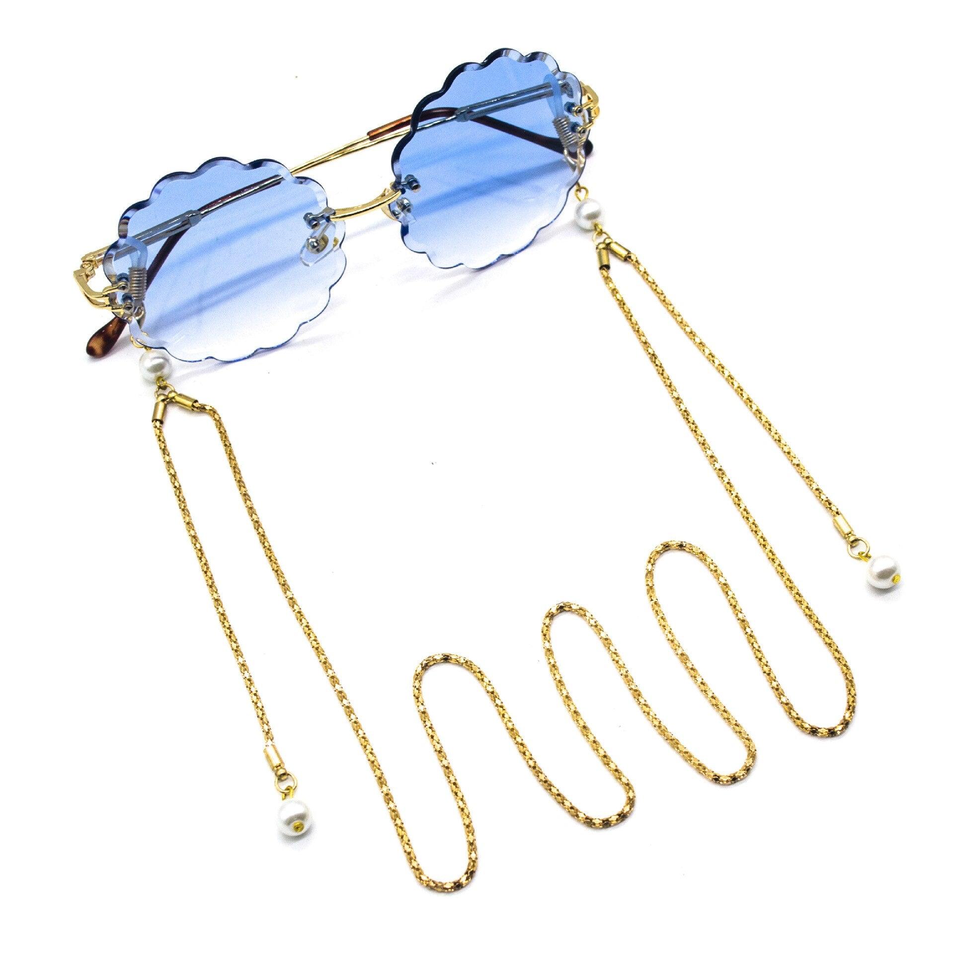 Luxury Reading Glasses Chain For Women Metal Sunglasses Casual Pearl Beaded Eyeglass Chain for Glasses